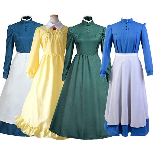 Anime Maid Dress Howl's Moving Castle Sophie Cosplay Costumes Woman Dresses Long Skirt Girl Skirts Halloween Maid Costume Outfit