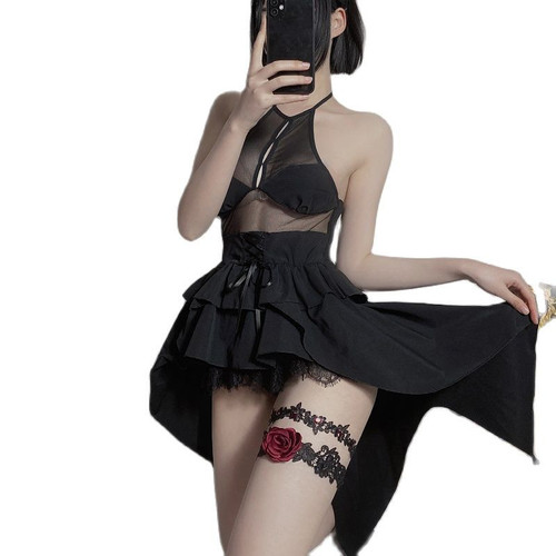 Sexy Gothic Lolita Cosplay Costumes Japanese Anime Demon Dark Character Outfit Dovetail Skirt For Women Lingerie Sleepwear