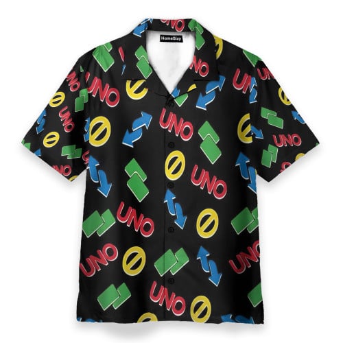 Funny Uno Card Reverse And Block Icon - Hawaiian Shirt