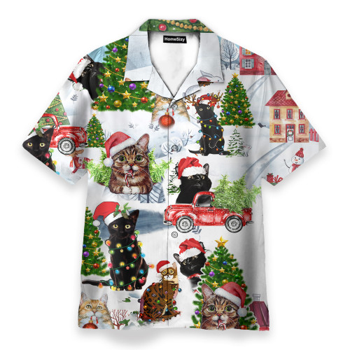 Cute Santa Cats On Christmas - Hawaiian Shirt