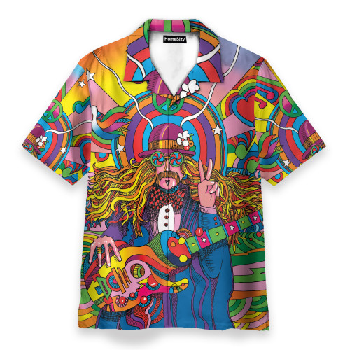 Hippie Colorful Psychedelic Guitar - Hawaiian Shirt
