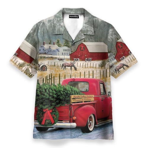 Red Truck Christmas Apple Valley Orchards - Hawaiian Shirt