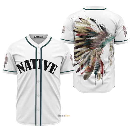 Headdress With Feathers Native - Baseball Jersey