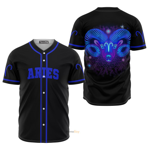 Galaxy Aries Zodiac Black Blue - Baseball Jersey