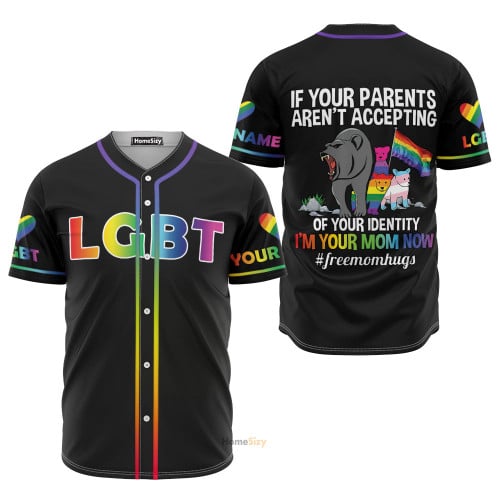 Custom Name LGBT Free Mom Hug - Personalized Baseball Jersey