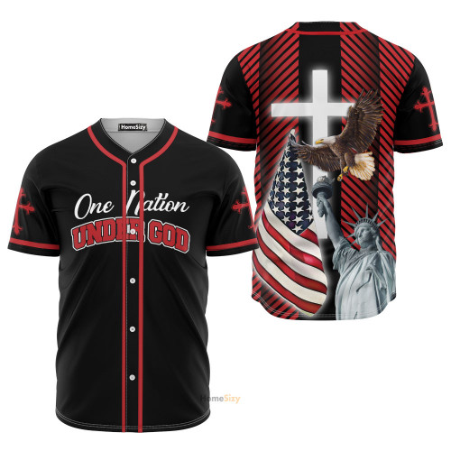 Eagle Jesus One Nation Under God - Baseball Jersey