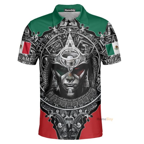 Personalized Custom Name Aztec Mexican Men Polo 3D QT306105Hf