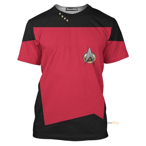 3D Star Trek The Next Generation 1987 1994 Red Custom Cosplay Tshirt QT305896Hf