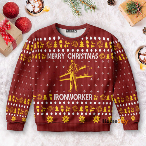 Merry Christmas Ironworker - Christmas Gift For Adults - Ugly Christmas Sweater QT308989