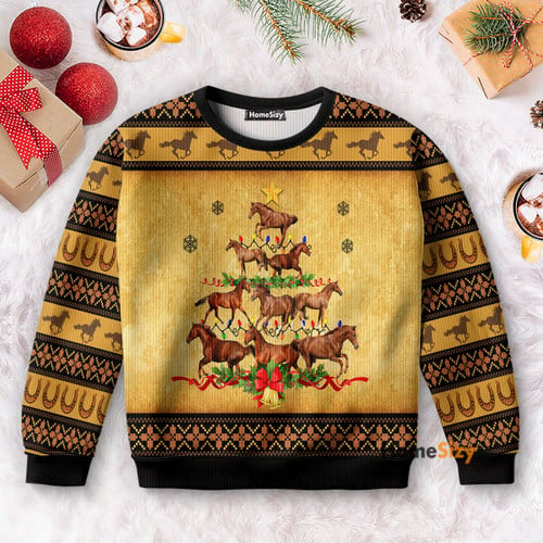 Horse Christmas Tree Funny - Christmas Gift For Animal Lover - Ugly Christmas Sweater