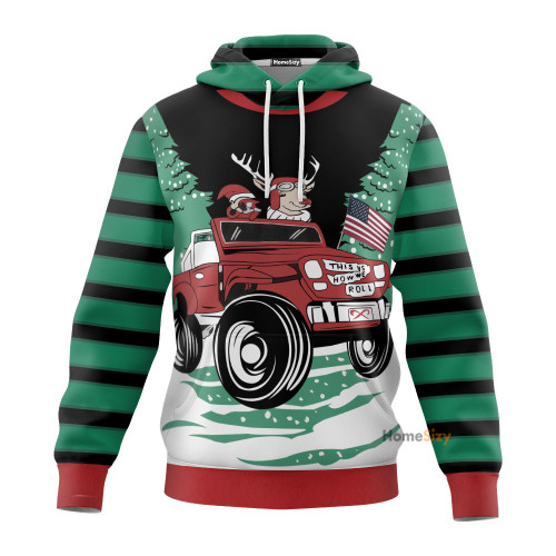 This Is How We Roll Reindeer In Jeep - 3D Hoodie QT309708