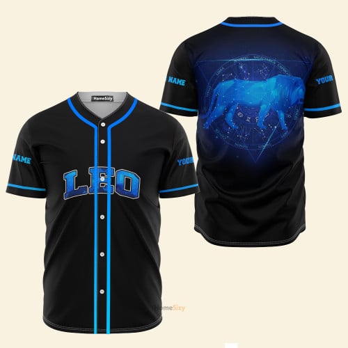 Custom Name Leo Zodiac Blue Z11 - Personalized Baseball Jersey