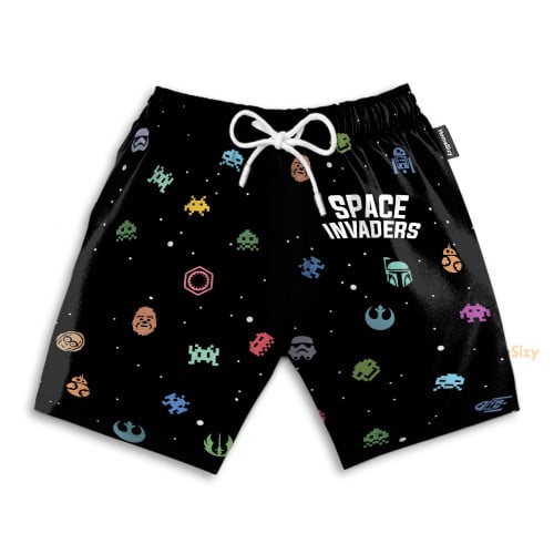 Space Invaders Video Game Funny Cosplay Costume - Beach Shorts