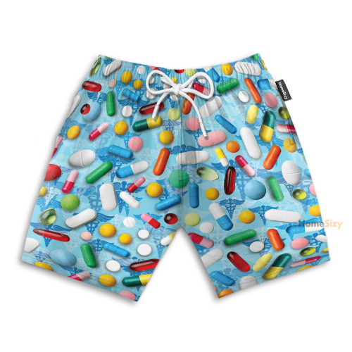 Pills Pattern Nurse Funny Style - Beach Shorts