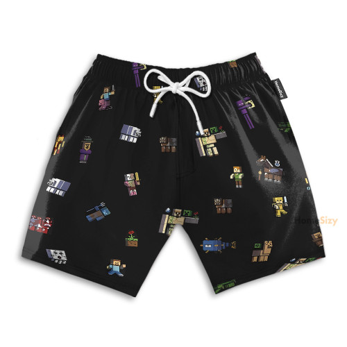 Minecraft Characters Funny Cosplay Costume - Beach Shorts