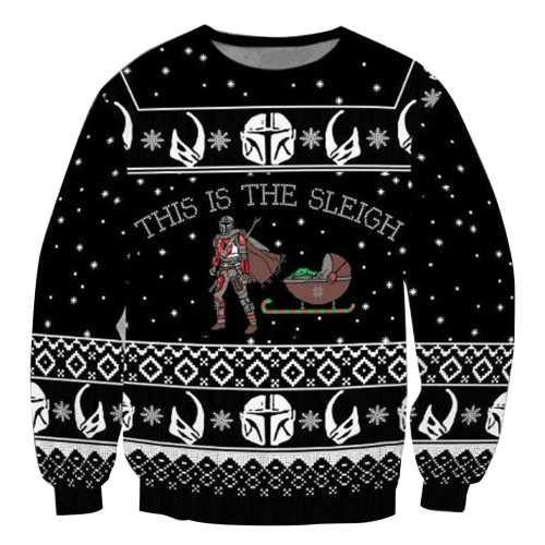 Star Wars This Is The Sleight Baby Yoda Black Ugly Christmas Sweaters