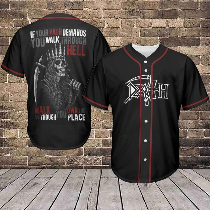 Skull - Walk Through Hell Baseball Jersey 346