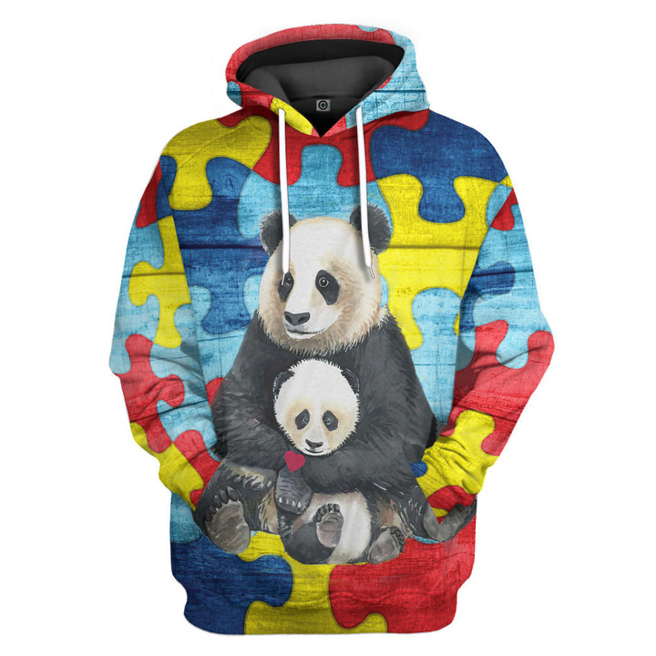 3D Autism Panda Mom Love You Custom Tshirt Hoodie Apprael