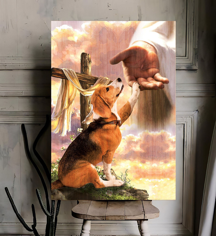 Beagle God Jesus Hand Canvas