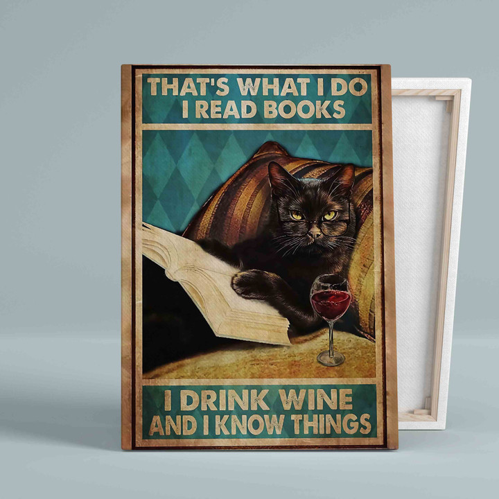 That's What I Do Canvas, I Read Books Canvas, Black Cat Canvas, Cat Canvas, Wall Art Canvas