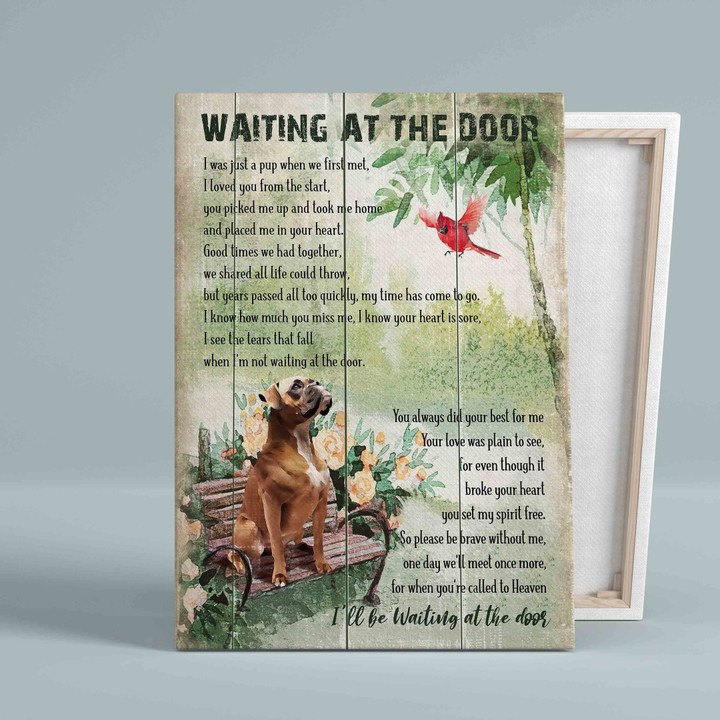 Waiting At The Door Canvas, Boxer Canvas, Red Cardinal Canvas, Dog Canvas, Wall Art Canvas