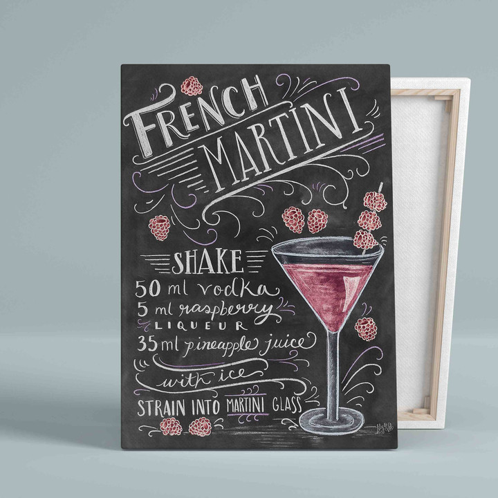 French Martini Canvas, Cocktail Canvas, Cocktail Recipe Canvas, Raspberry Canvas