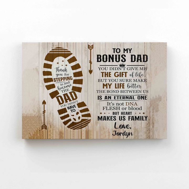 Personalized Name Canvas, To My Bonus Dad Canvas, Family Canvas, Step Dad Canvas, Gift Canvas