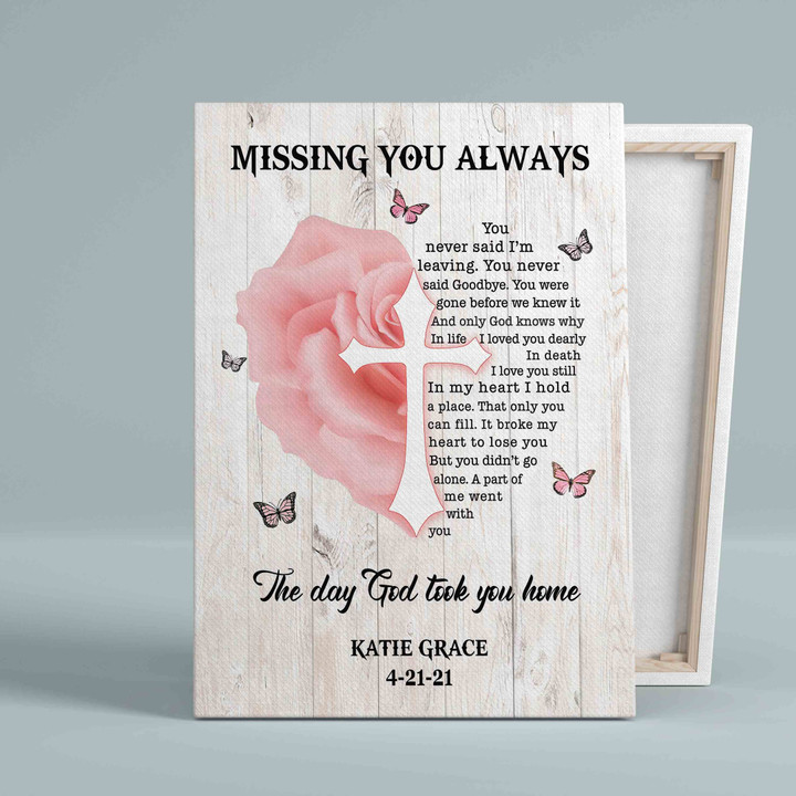 Personalized Name Canvas, Missing You Always Canvas, The Day God Took You Home Canvas, Memorial Canvas