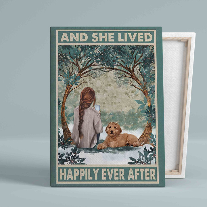 And She Lived Happily Ever After Canvas, Labradoodle Canvas, Dog Canvas, Wall Art Canvas