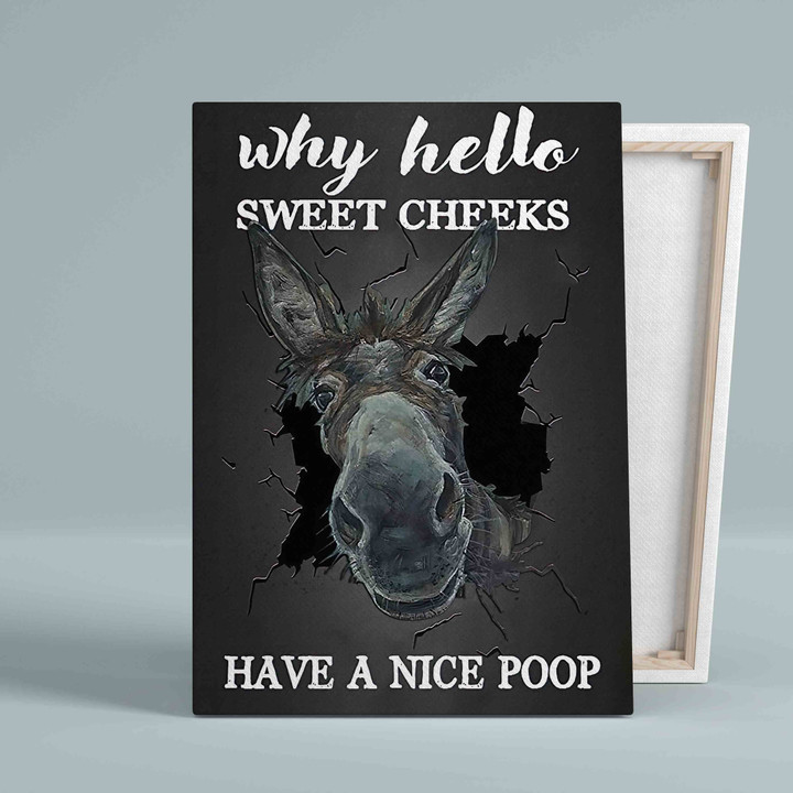 Why Hello Sweet Cheeks Canvas, Have A Nice Poop Canvas, Funny Donkey Canvas, Animal Canvas