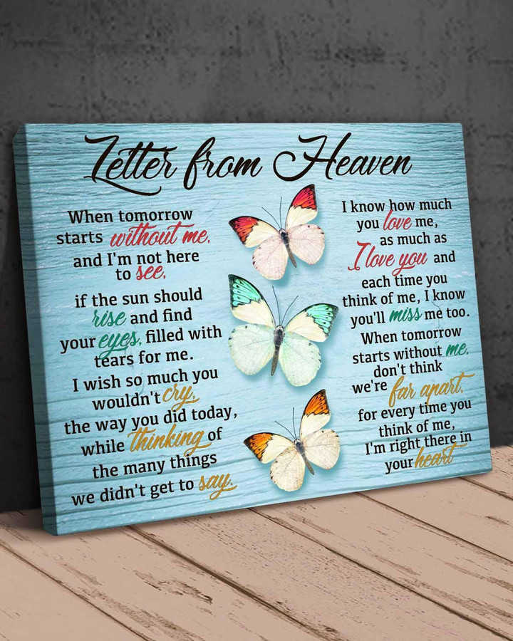 Memorial Gift Letter From Heaven Blue Color Version Canvas