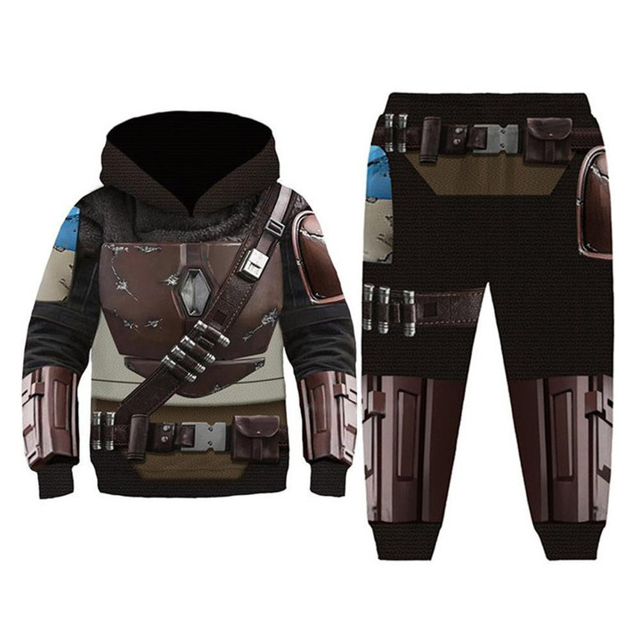 Kids Star Wars: The Mandalorian Hoodie Pants Set Cosplay Hooded Sweatshirt Sports Sweatpants Casual Streetwear