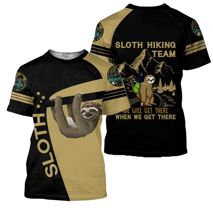 Sloth Camping Art Raglan 3D All Over Printed Shirts