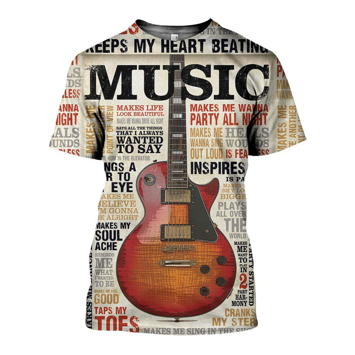 3D All Over Printed Music Inspires Me Shirts and Shorts