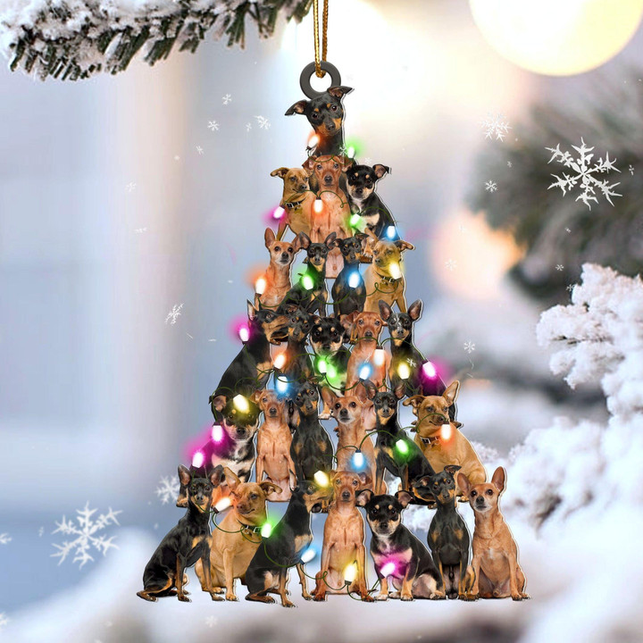 Miniature pinscher Lovely Tree Christmas 2 sides Ornament