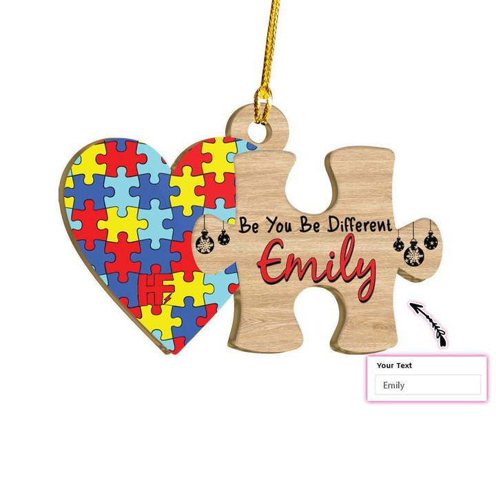 Autism Awareness Colorful Puzzle Personalized Name Custom Ornament