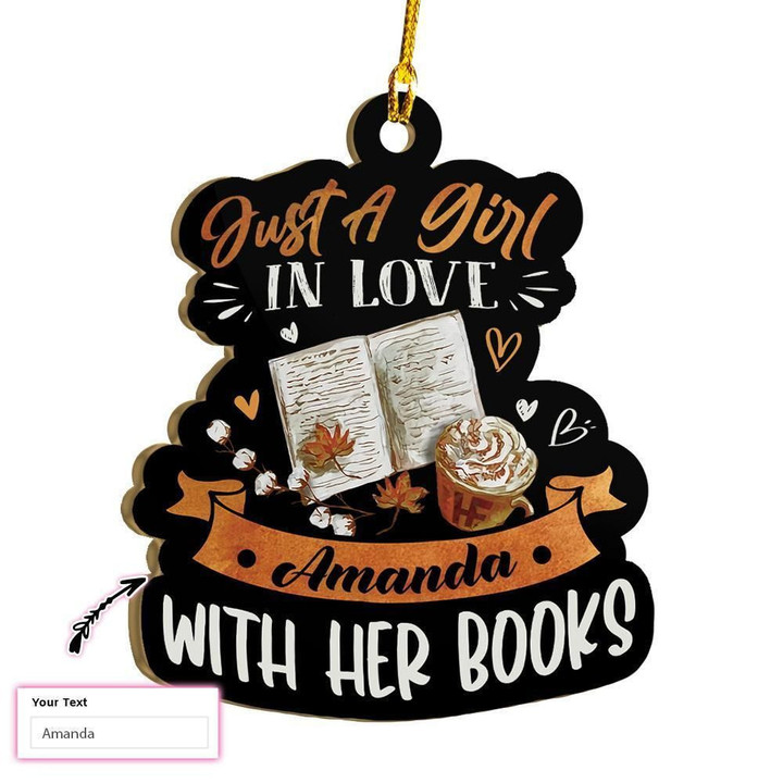 Personalized Just A Girl In Love With Her Books Custom Ornament
