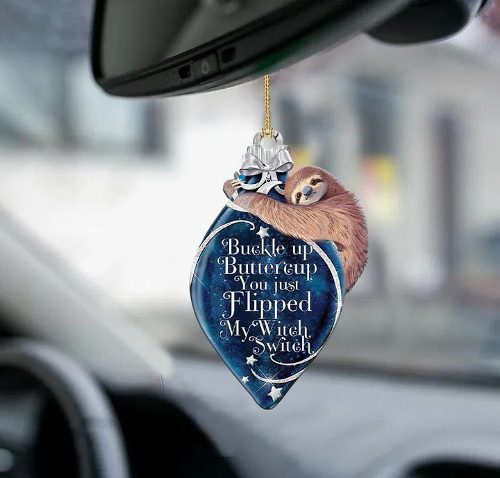 Sloth buckle up two sided ornament