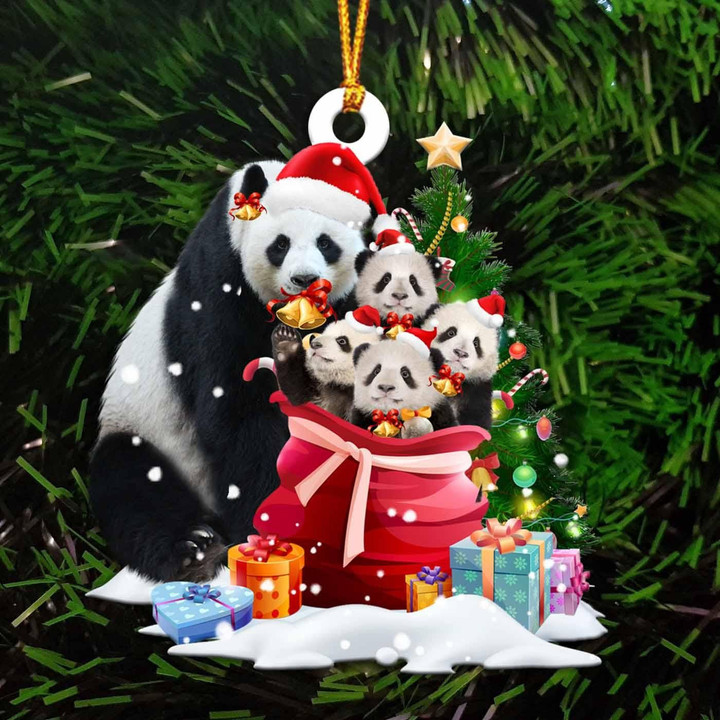 Giant panda and gift bags gift for her gift for him gift for Giant panda lover ornament