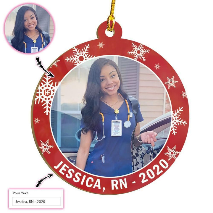 Personalized Registered Nurse Photo And Text Custom Ornament