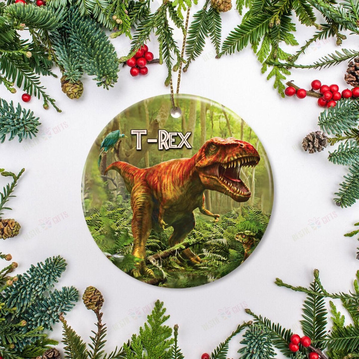T-Rex Round Ceramic Ornament
