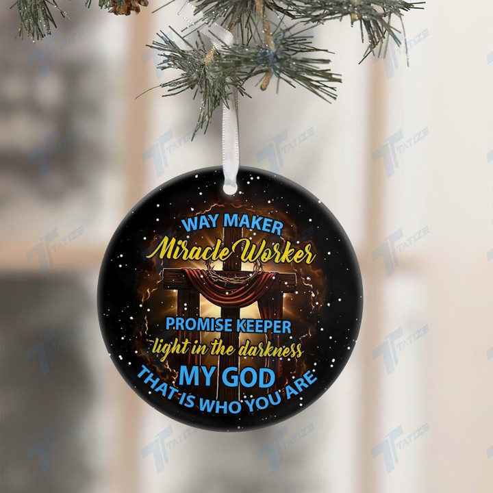 Way Maker Miracle Worker Promise Keeper Circle Ornament