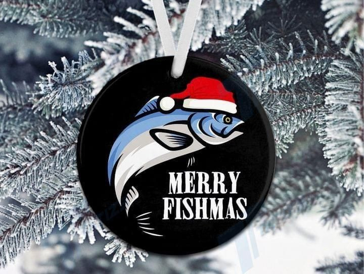 Merry Fishmas Christmas Circle Ornament