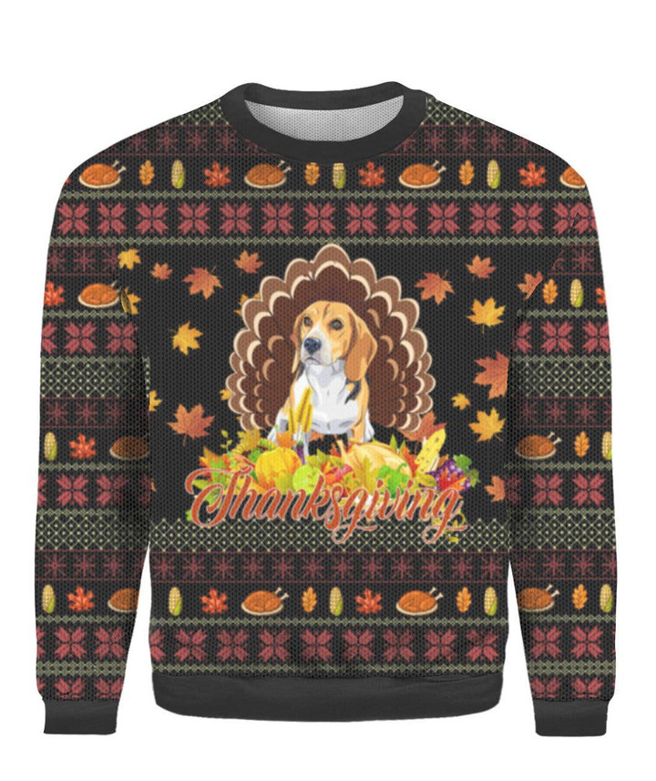 Happy Thanksgiving Funny Beagle Dog Ugly Christmas Sweater 3D Printed Best Gift For Xmas UH1117