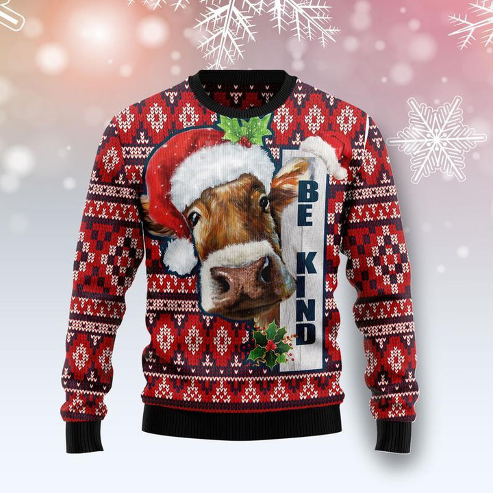 Cow Be Kind Ugly Christmas Sweater 3D Printed Best Gift For Xmas Adult | US4254