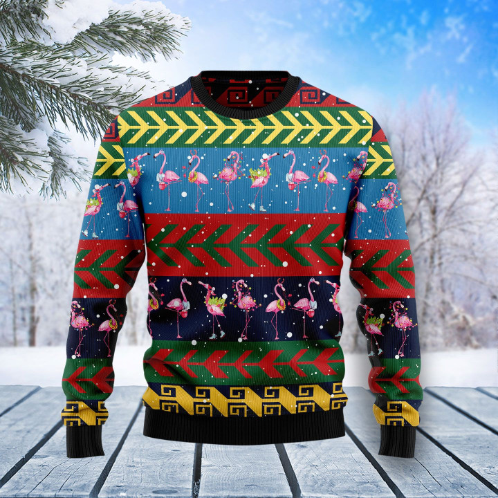 Flamingo Christmas Pattern Ugly Christmas Sweater 3D Printed Best Gift For Xmas Adult | US5008