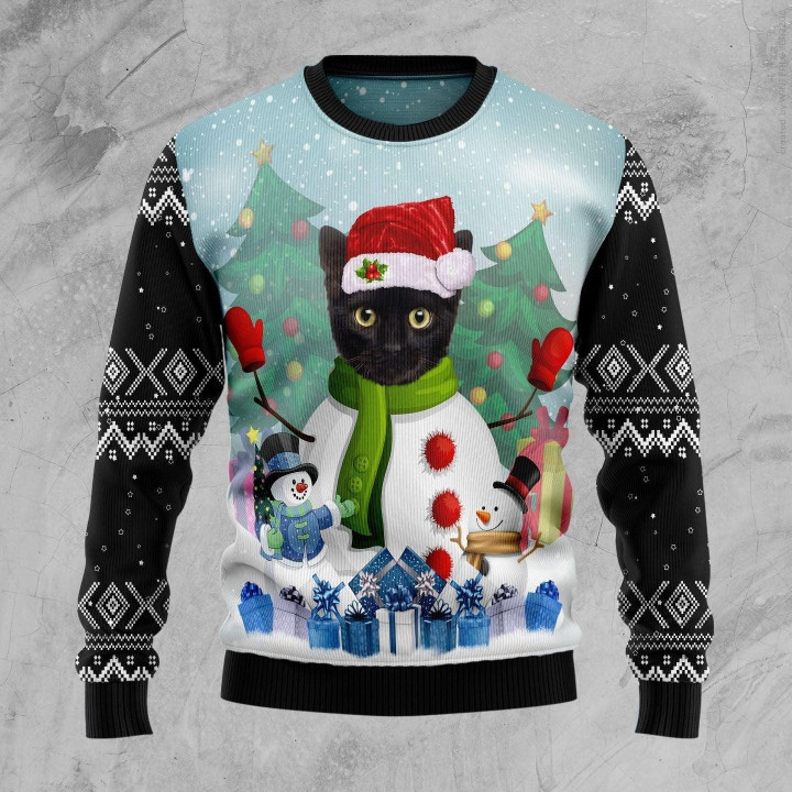 Cat Snowman Ugly Christmas Sweater 3D Printed Best Gift For Xmas Adult | US5075