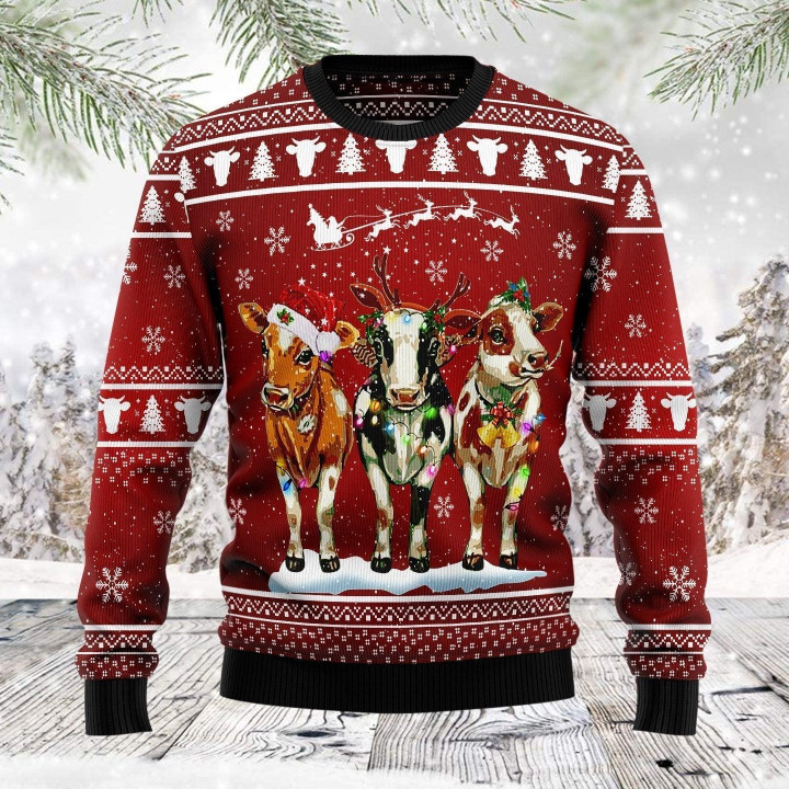 Cow Christmas Ugly Christmas Sweater 3D Printed Best Gift For Xmas Adult | US6081