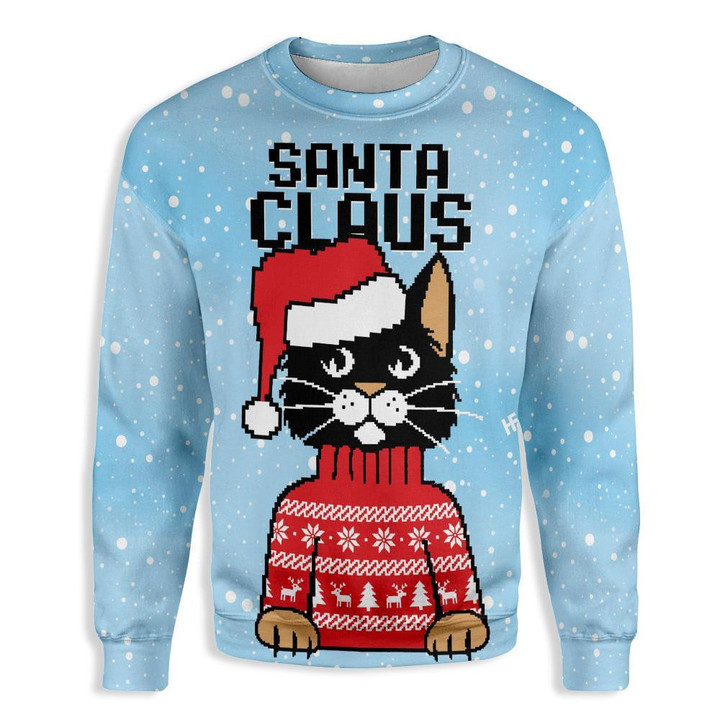 Christmas Santa Claus Cat Ugly Christmas Sweater 3D Printed Best Gift For Xmas Adult | US5460