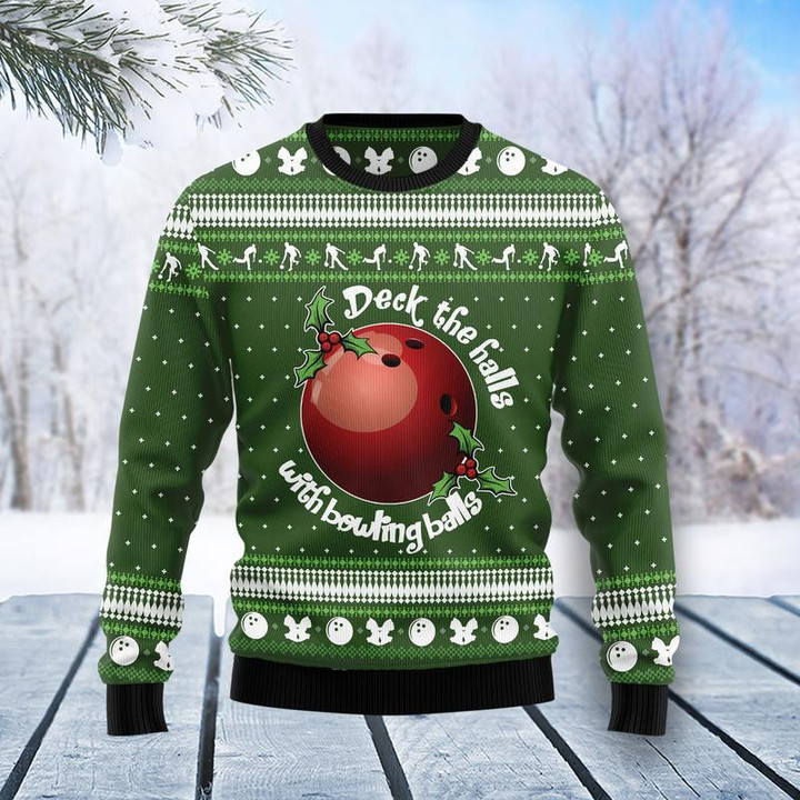 Bowling Ball Ugly Christmas Sweater 3D Printed Best Gift For Xmas Adult | US4393